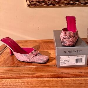 Nine West Pink and Beige Patterned Heels
